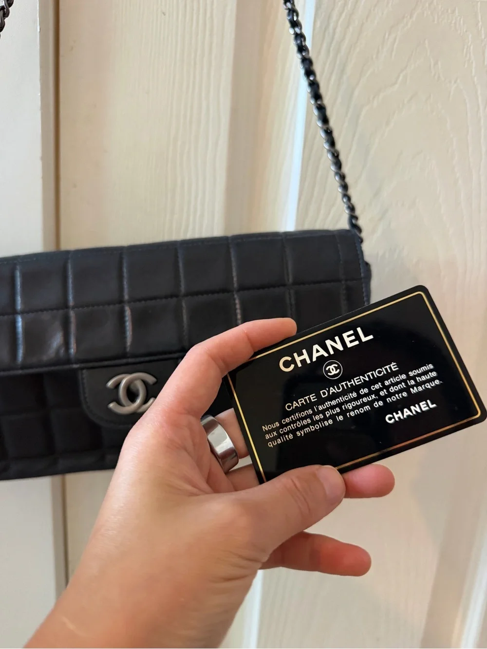CHANEL East West Chocolate Bar Black Quilted Leather Shoulder Bag